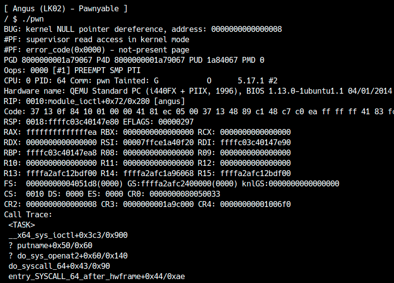 Crash causato dalla NULL pointer dereference