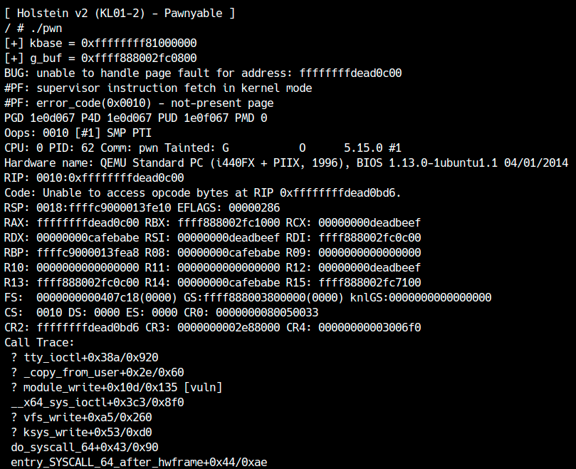 tty_structの書き換えでRIPが制御できている
